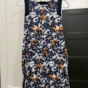 Margaret M Navy and Orange Floral Mini Dress